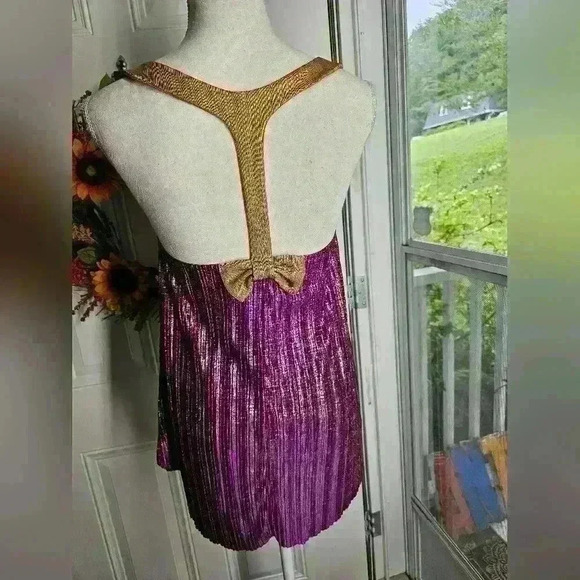 Purple and gold metallic tank top juniors medium - Picture 2 of 3